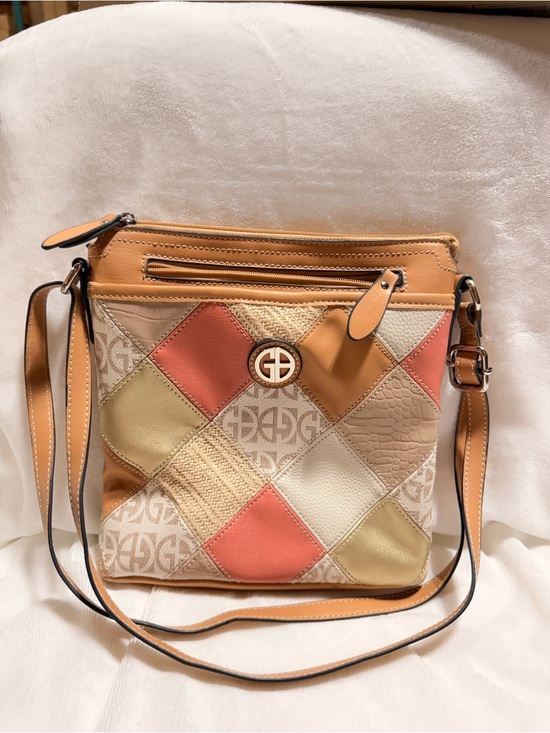 Gianni Bini Handbags - Gianni Bini Patchwork Crossbody in Peach, Cream & Tan